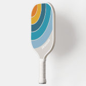 Retro Rainbow Circle Stripe with Name ピックルボールラケット (左)