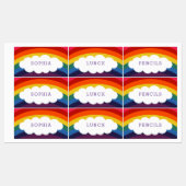 Retro Rainbow Cloud Personalized Kids ラベル (シート)