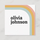 Retro Rainbow Colorful Waves Social Media Qr Code スクエア名刺 (正面)