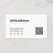 Retro Rainbow Colorful Waves Social Media Qr Code 名刺 (裏面)