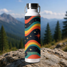 Retro Rainbow Cosmic Colorful 70s Rainbow Waves