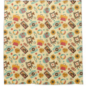 Retro Rainbow Curtain 70s Pastel Bathroom Joy シャワーカーテン (正面)