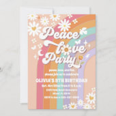Retro Rainbow Daisy Birthday Invitation 招待状 (正面)