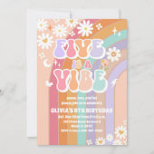 Retro Rainbow Daisy Birthday Invitation 招待状 (正面)