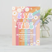 Retro Rainbow Daisy Birthday Invitation 招待状 (スタンド正面)