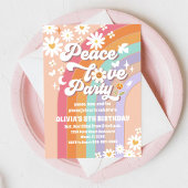 Retro Rainbow Daisy Birthday Invitation 招待状
