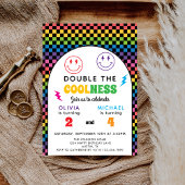 Retro Rainbow Double Celebration Joint Birthday 招待状