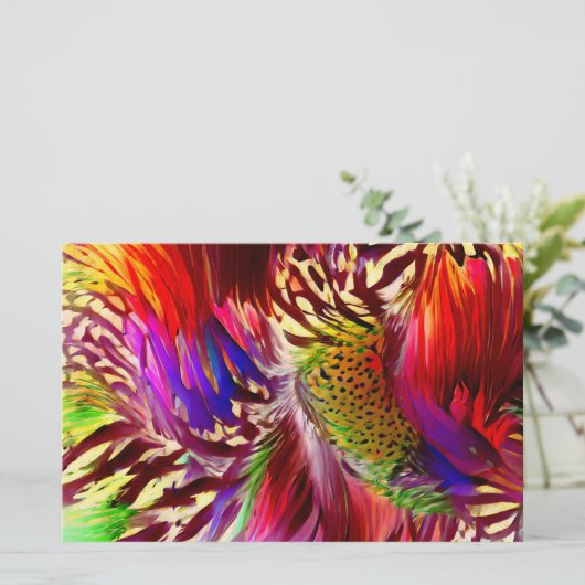 Retro Rainbow Feather Color Swatch Blocks 便箋 (スタンド正面)