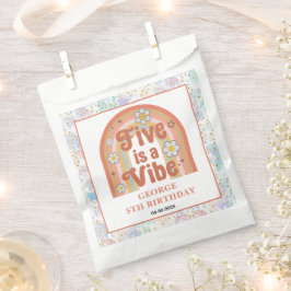 Retro Rainbow FIVE is a Vibe Groovy 5th Birthday フェイバーバッグ