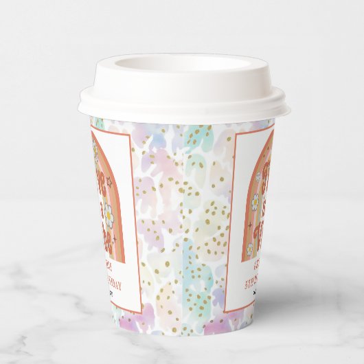 Retro Rainbow FIVE is a Vibe Groovy 5th Birthday 紙コップ (右)