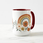 Retro Rainbow Floral Ceramic Mug マグカップ (正面右)