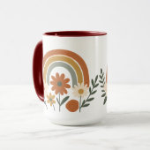 Retro Rainbow Floral Ceramic Mug マグカップ (正面左)