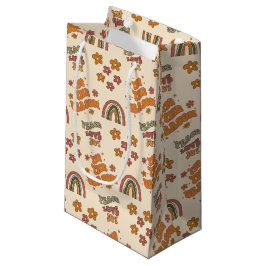 Retro Rainbow Flower Christmas スモールペーパーバッグ