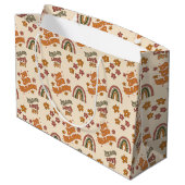 Retro Rainbow Flower Christmas ラージペーパーバッグ (裏面アングル)