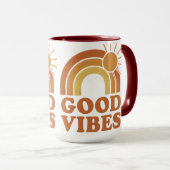 Retro Rainbow Good Vibes Ceramic Mug マグカップ (正面右)