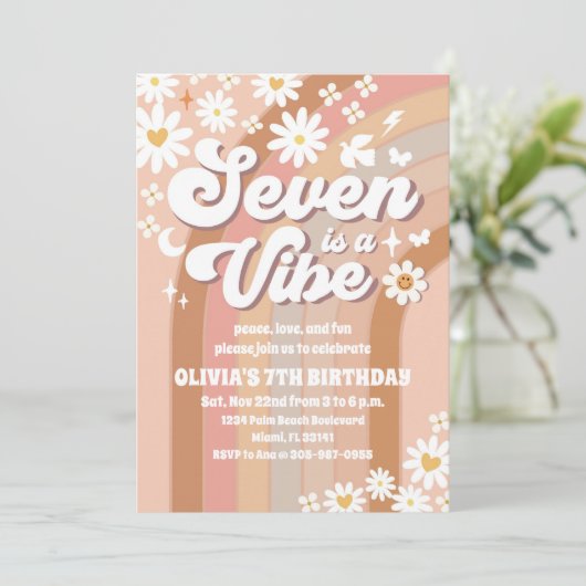 Retro Rainbow Groovy Birthday Invitation 招待状 (スタンド正面)