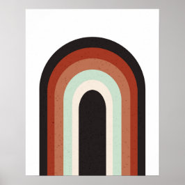 Retro Rainbow in Terracotta Mint & Beige Art Print ポスター