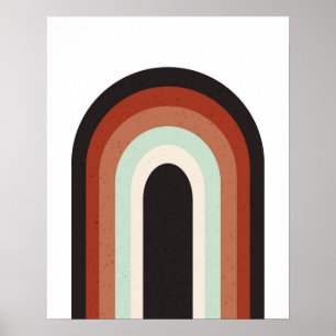 Retro Rainbow in Terracotta Mint & Beige Art Print ポスター