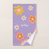 Retro Rainbow purple kids バスタオルセット (ハンドタオル)