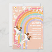 Retro Rainbow Roller Skates Invitation 招待状 (正面)