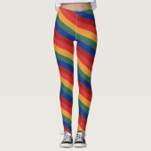 Retro Rainbow Stripes Regenbogen Regenbogenfarben レギンス (正面)