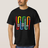 Retro Rainbow Typography T-Shirt, Black tee Tシャツ (正面)