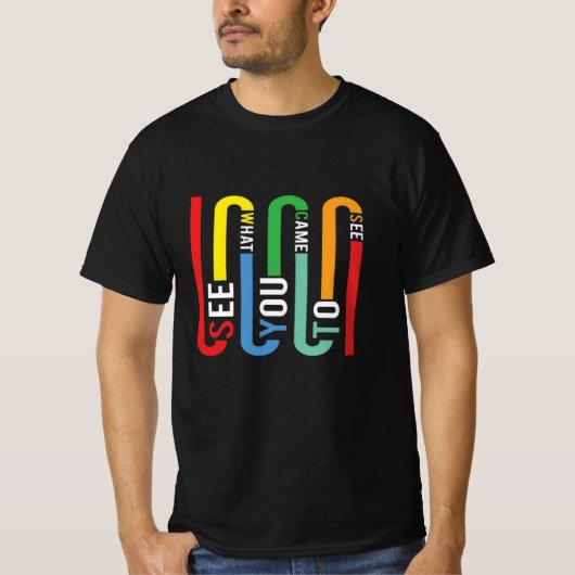 Retro Rainbow Typography T-Shirt, Black tee Tシャツ (正面)