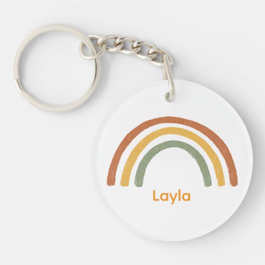 Retro Rainbow Unisex Custom Name キーホルダー (正面)