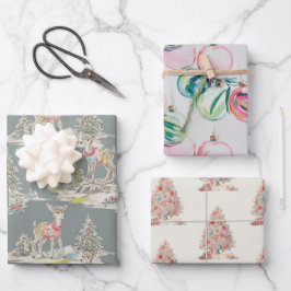 Retro Rainbow Wrapping Paper Flat Sheet Set of 3 ラッピングペーパーシート