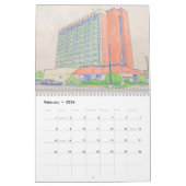 Retro Raleigh NC Calendar カレンダー (2月 2026)