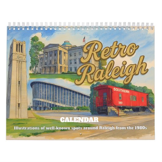 Retro Raleigh NC Calendar カレンダー (カバー)
