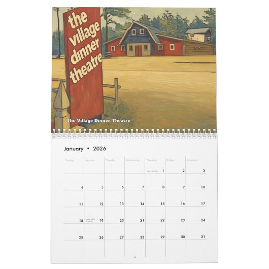 Retro Raleigh NC Calendar カレンダー (1月 2026)