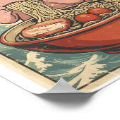 Retro Ramen Axolotl Japanese Food Art Kawaii ポスター (角)