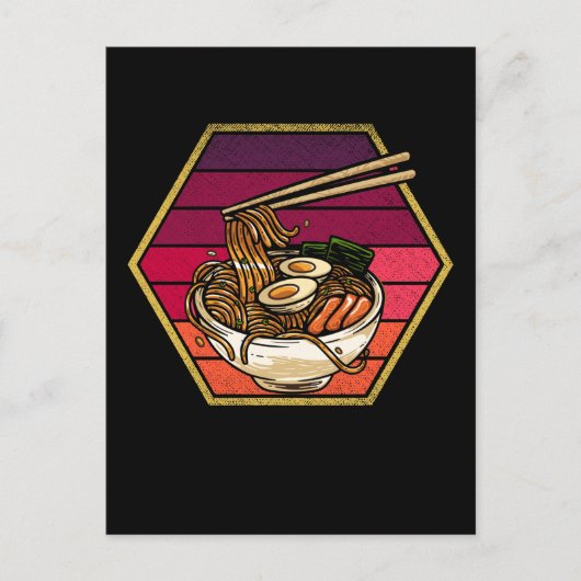 Retro Ramen Bowl Anime Japanese Noodles Bowl Otaku ポストカード (正面)