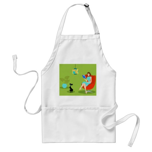 Retro Reading Woman Apron スタンダードエプロン (正面)