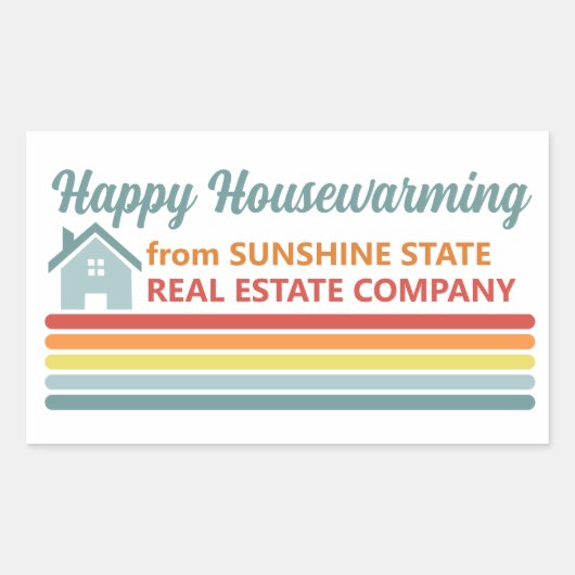 Retro Real Estate Company House Marketing 長方形シール (正面)