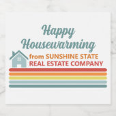Retro Real Estate Company Housewarming Custom スパークリングワインラベル (シングルラベル)
