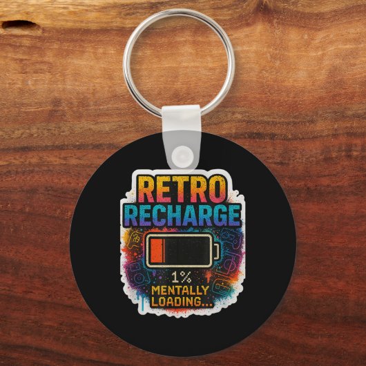 “retro Recharge – Mentally Loading…”  キーホルダー (正面)