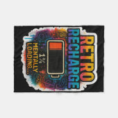 “retro Recharge – Mentally Loading…”  フリースブランケット (正面(横))