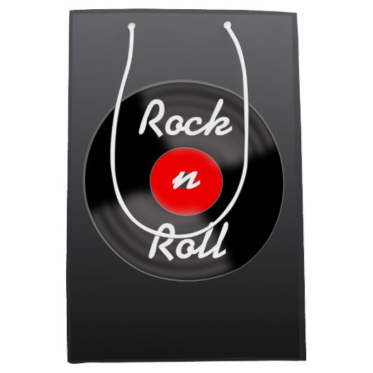 Retro Record Gift Bag ミディアムペーパーバッグ (正面)