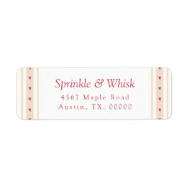 Retro Red And Cream Heart Stripes Bakery ラベル