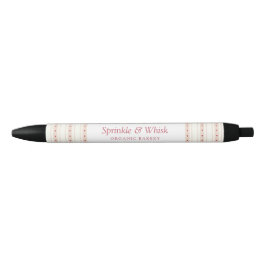 Retro Red And Cream Heart Stripes Bakery 黒ボールペン