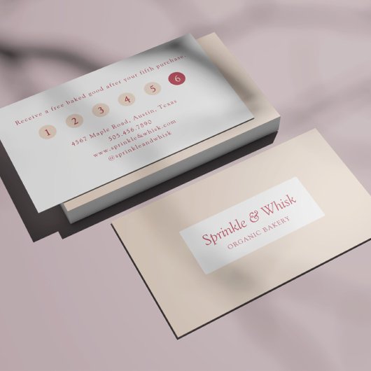 Retro Red And Cream Heart Stripes Bakery Loyalty  名刺