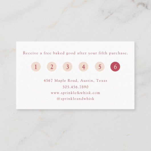 Retro Red And Cream Heart Stripes Bakery Loyalty  名刺 (裏面)