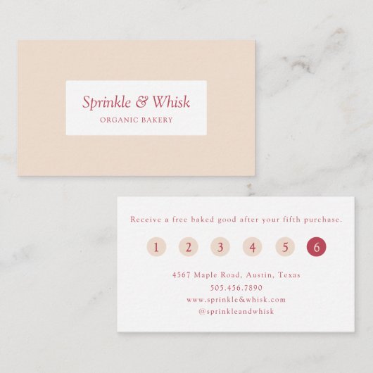 Retro Red And Cream Heart Stripes Bakery Loyalty  名刺 (正面/裏面)