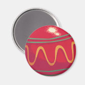 Retro Red and Green Christmas Ornaments マグネット (正面/裏面)
