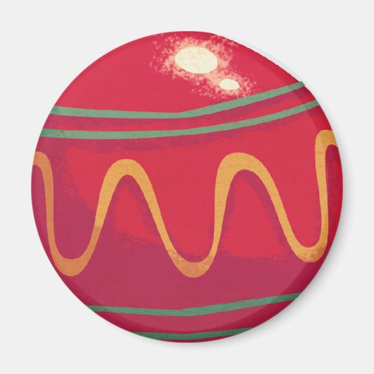 Retro Red and Green Christmas Ornaments マグネット (正面)