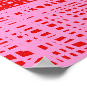Retro Red and Pink Abstract Grid ポスター (角)