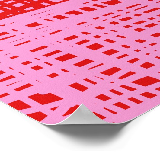 Retro Red and Pink Abstract Grid ポスター (角)