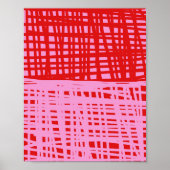 Retro Red and Pink Abstract Grid ポスター (正面)